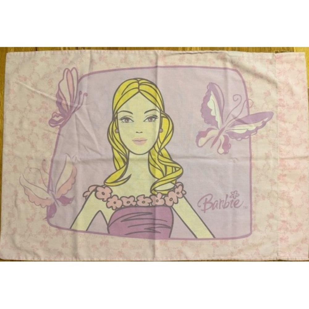 Vintage Barbie pillowcase pink and purple ballet Springs‎